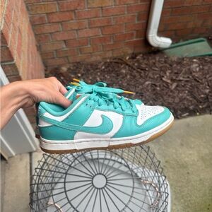 Nike Teal and White Nike Dunk Lows